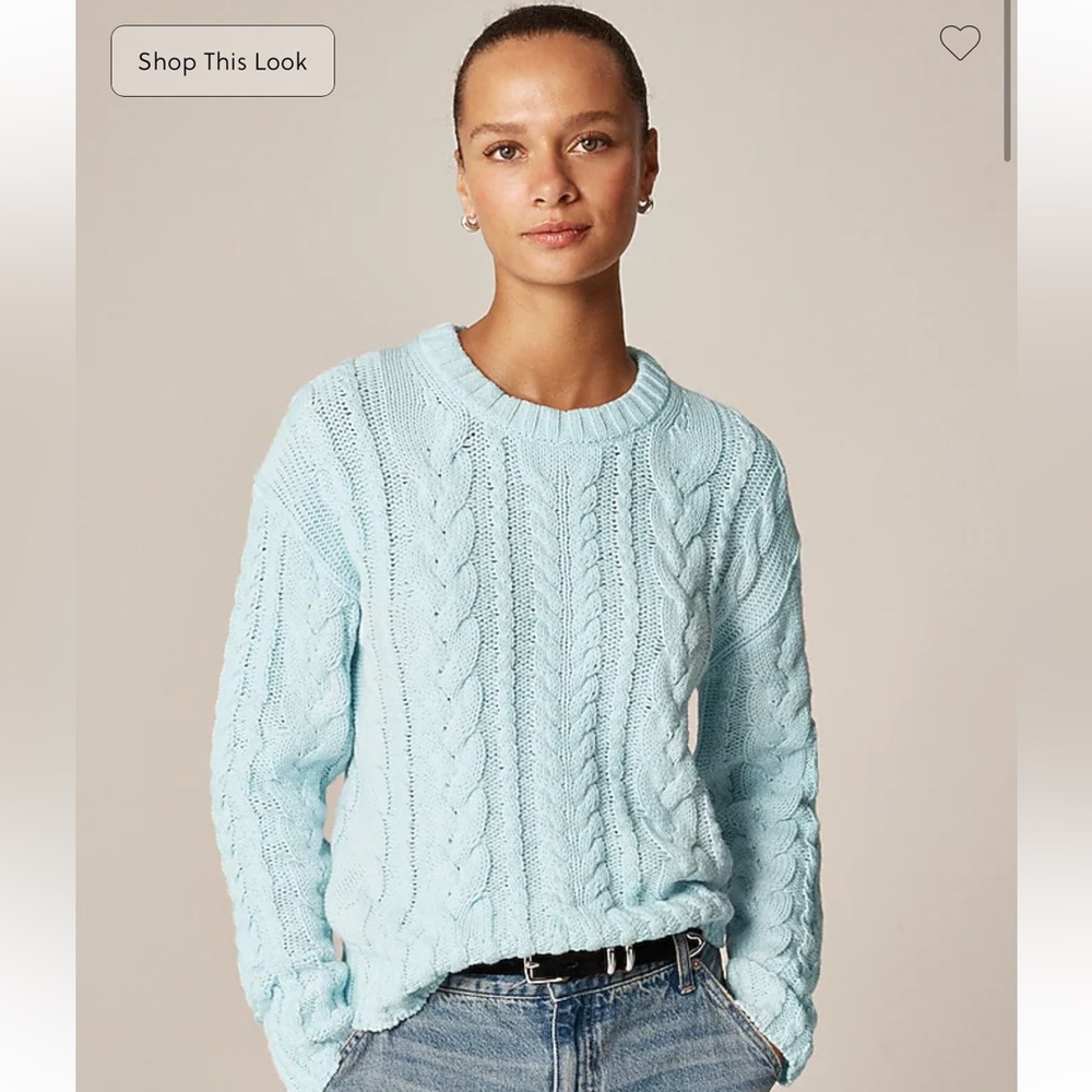 J.Crew Cable-knit crewneck sweater Midday Skies
